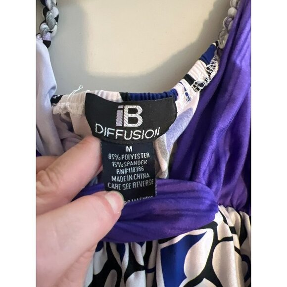 iB Diffusion Artsy Fun Print Maxi Dress Sz M Purple Black White - Picture 6 of 6